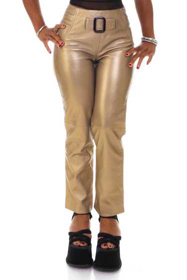 Vintage 80's Isabel Gold Leather Pants - S