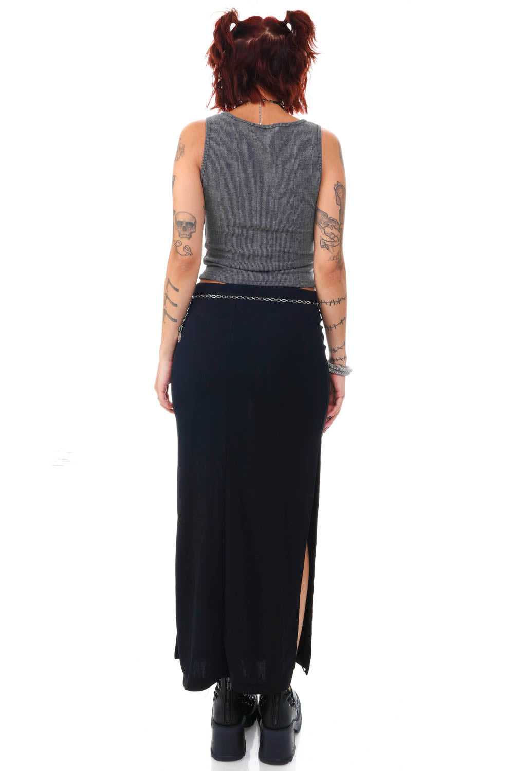 Vintage 90's Black Side Slit Maxi Skirt - S - image 5