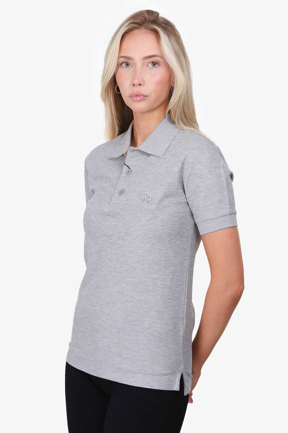 Burberry Grey TB Logo Polo T-Shirt Size XXXS - image 3