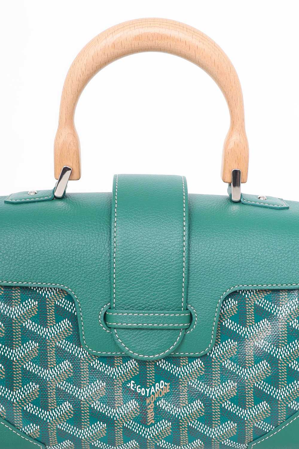 Goyard Green Goyardine Mini Saigon Bag with Strap - image 5