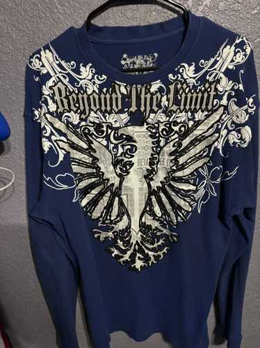 Affliction beyond the limit blue long sleeve