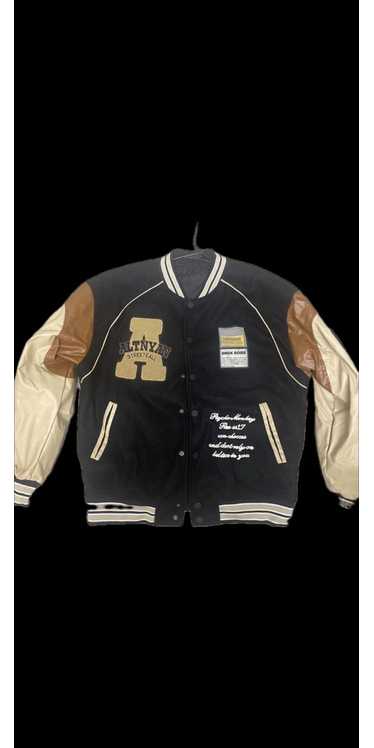 Streetwear × Vintage Brown varsity jacket