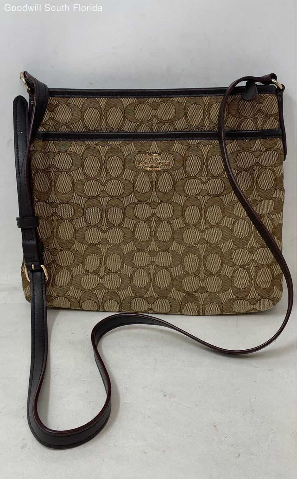 Coach Womens File F29960 Beige Monogram Shoulder … - image 1