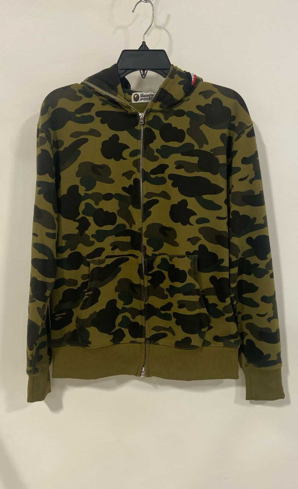 A Bathing Ape Unisex Green Camo Zip Up Hoodie M - image 1