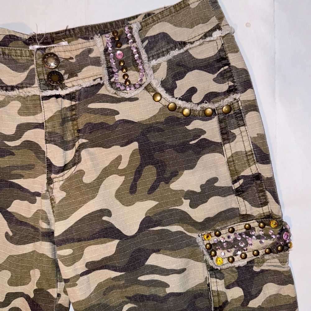 Vintage Handi Y2k Army Camo Cargo Capri Pants Bed… - image 3