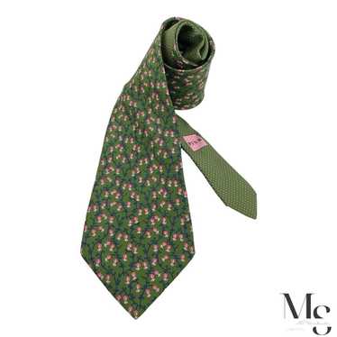 Thomas Pink THOMAS PINK Green Floral Silk Tie Mad… - image 1