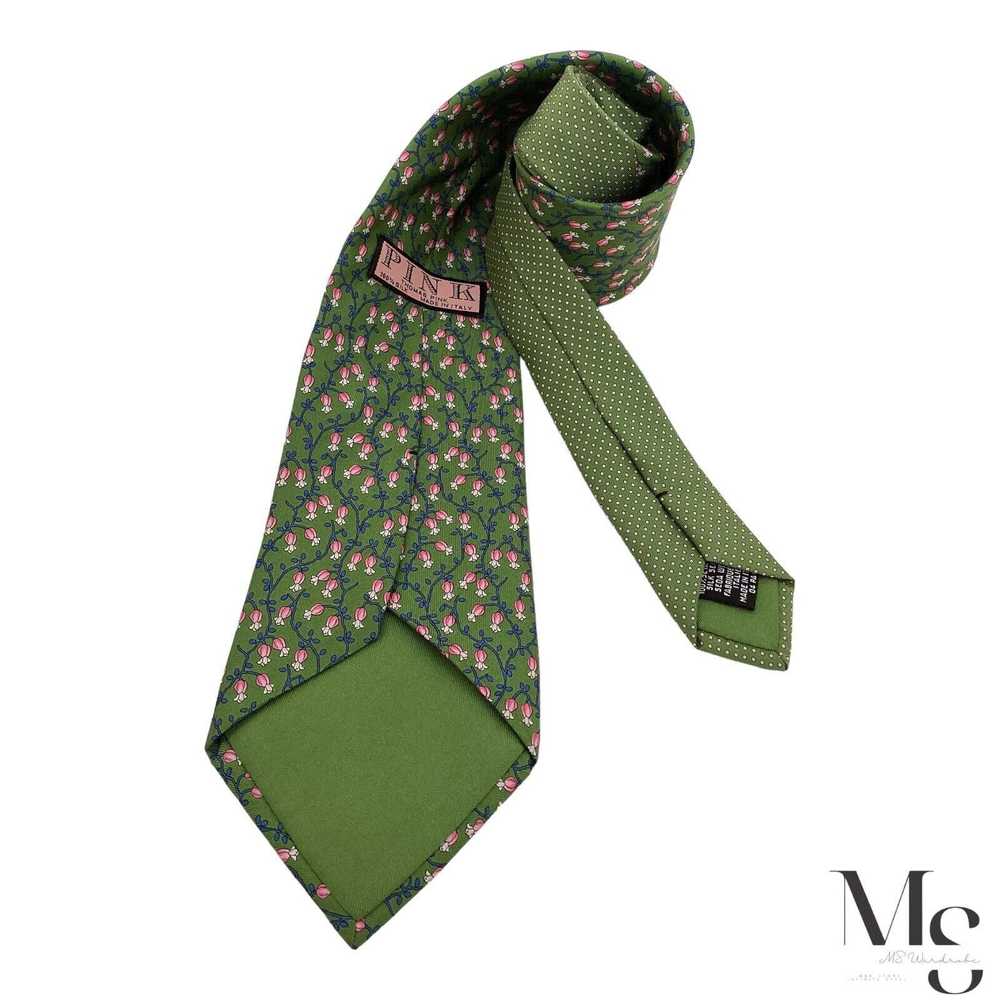 Thomas Pink THOMAS PINK Green Floral Silk Tie Mad… - image 2