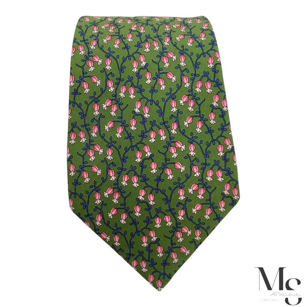 Thomas Pink THOMAS PINK Green Floral Silk Tie Mad… - image 3