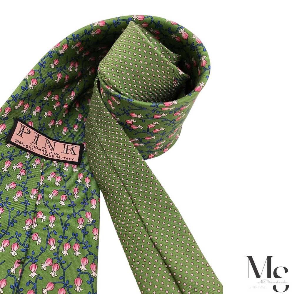 Thomas Pink THOMAS PINK Green Floral Silk Tie Mad… - image 4