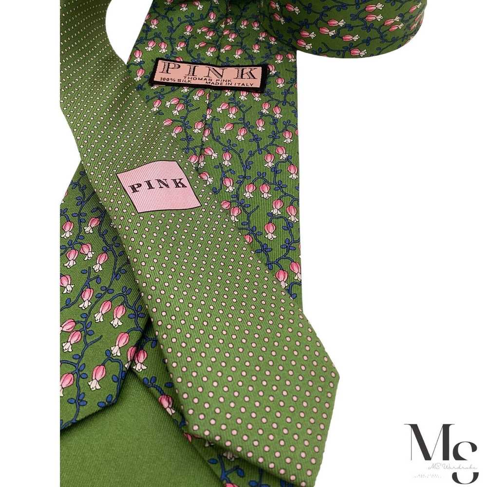 Thomas Pink THOMAS PINK Green Floral Silk Tie Mad… - image 5