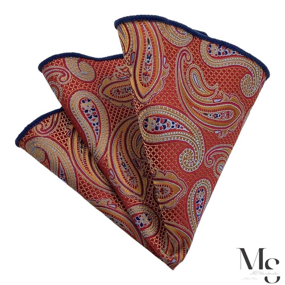 Unkwn BEAUTIFUL Orange Blue Paisley Silk Reversib… - image 1