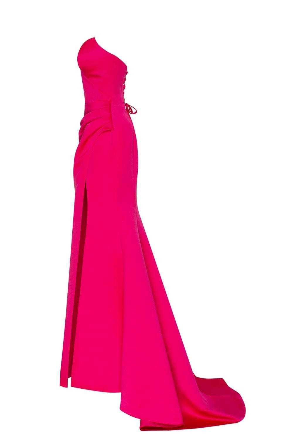 Milla Fuchsia Strapless evening gown with thigh s… - image 4