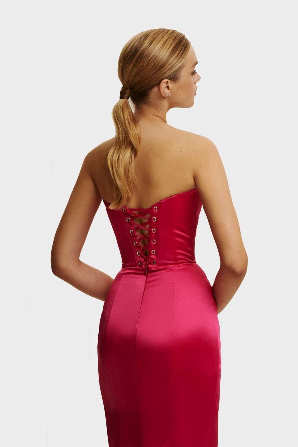 Milla Fuchsia Strapless evening gown with thigh s… - image 5