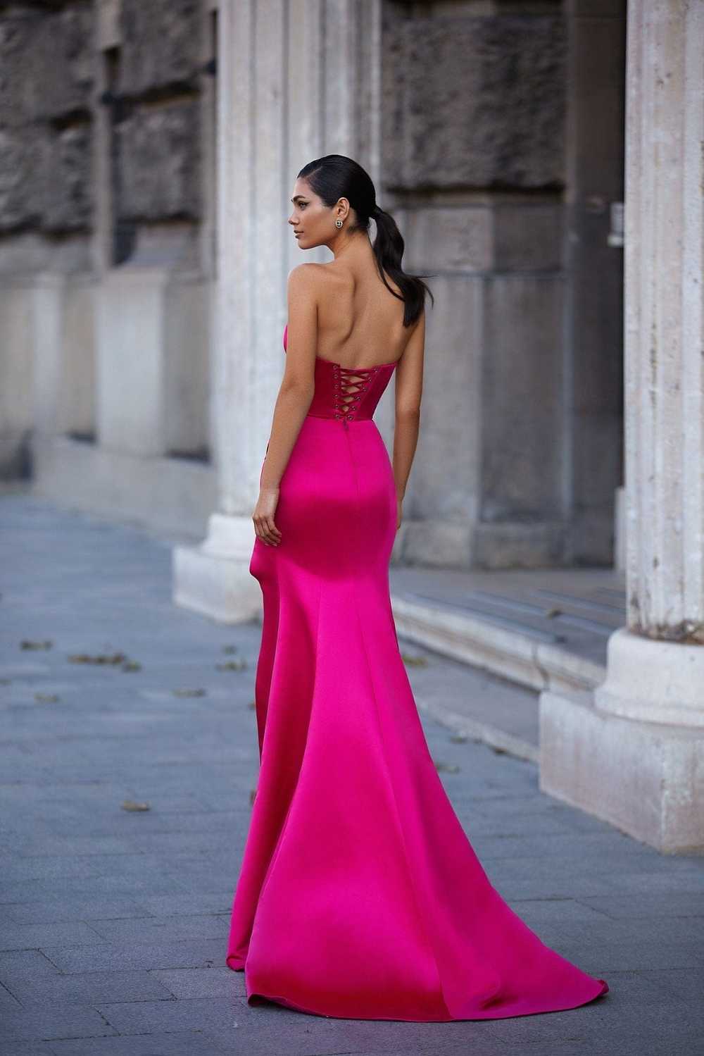 Milla Fuchsia Strapless evening gown with thigh s… - image 7