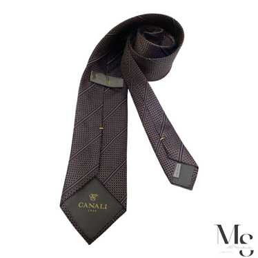 Canali CANALI 1934 Current Brown Striped Silk Tie… - image 1