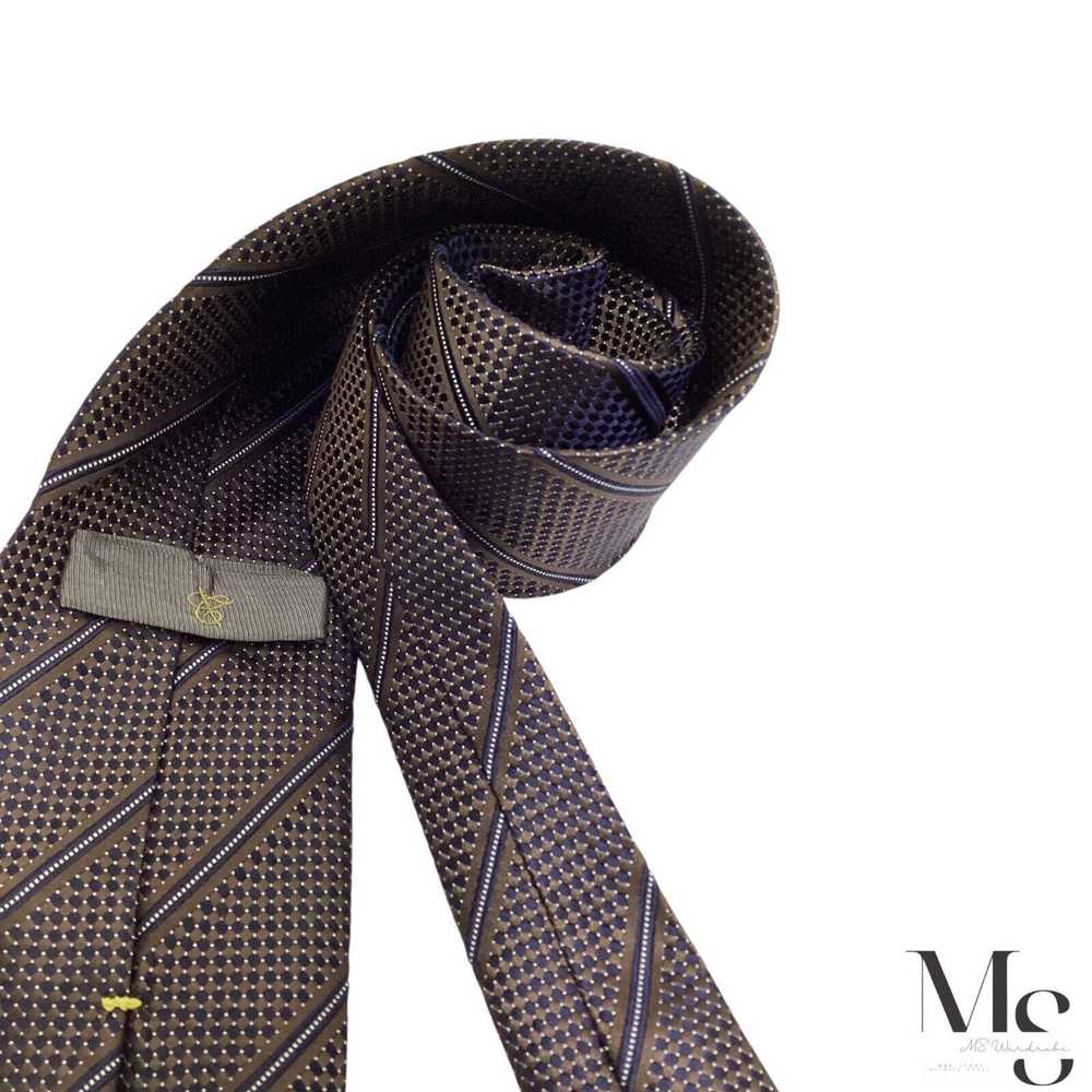 Canali CANALI 1934 Current Brown Striped Silk Tie… - image 3