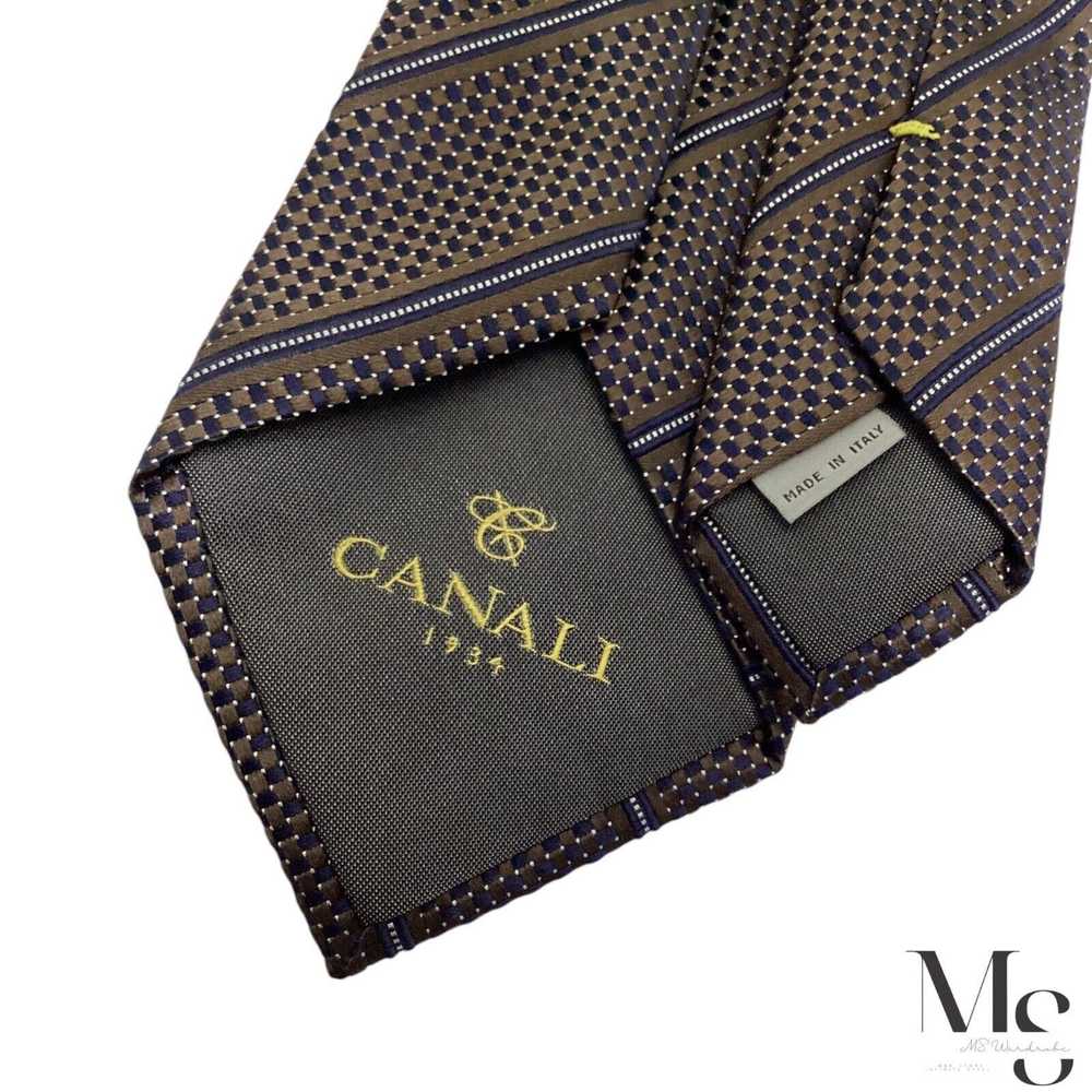 Canali CANALI 1934 Current Brown Striped Silk Tie… - image 4