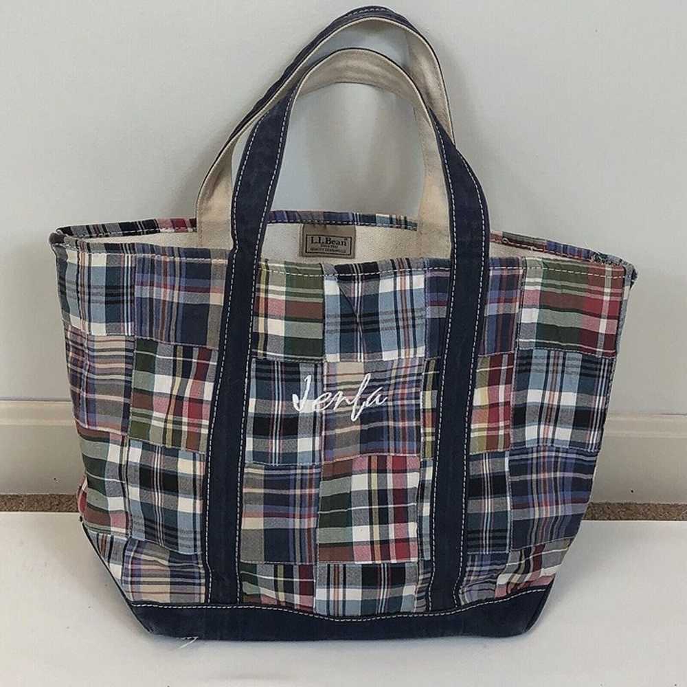 Vintage LL Bean Madras Patchwork Plaid Boat & Tot… - image 1