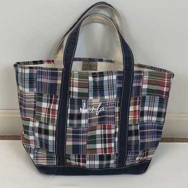 Vintage LL Bean Madras Patchwork Plaid Boat & Tot… - image 1