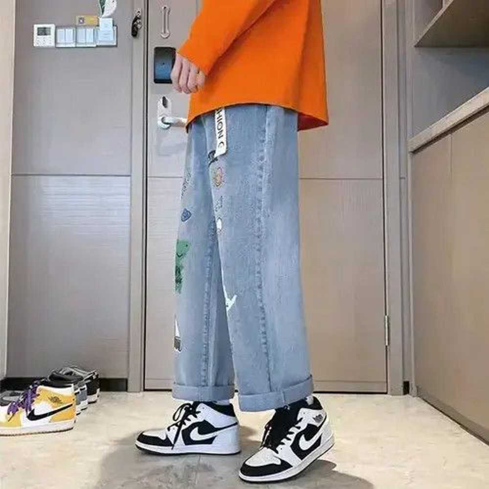 Streetwear Spring and Autumn Cartoon Printed Jeans - image 4