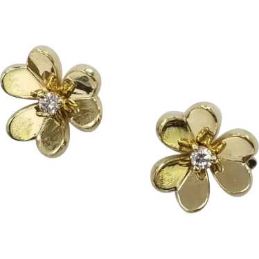 18k yellow Gold "3 Leaf Clover" Diamond earrings