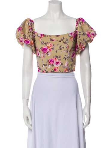 Giuseppe di Morabito Silk Crop Top Neutrals Flora… - image 1