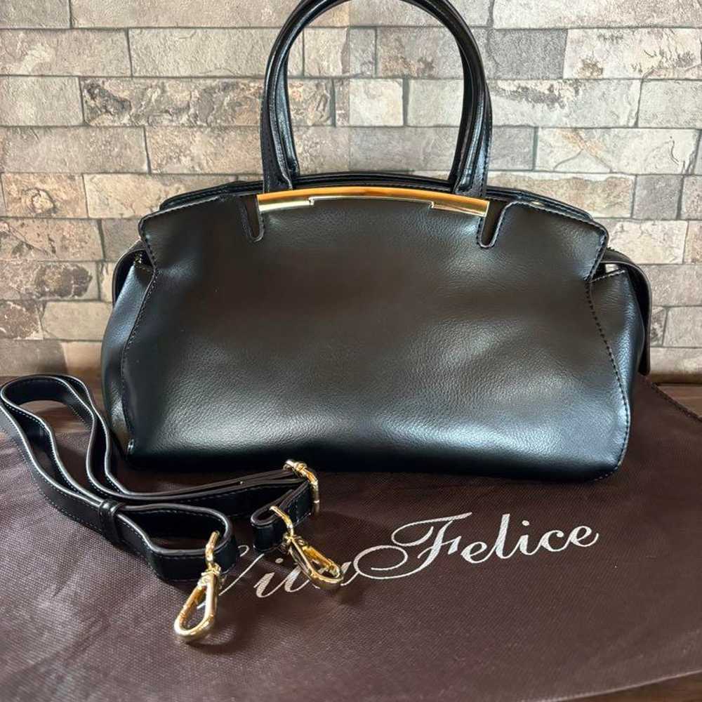 VitaFelice 【Cow Leather】2way Round Handbag Black - image 2