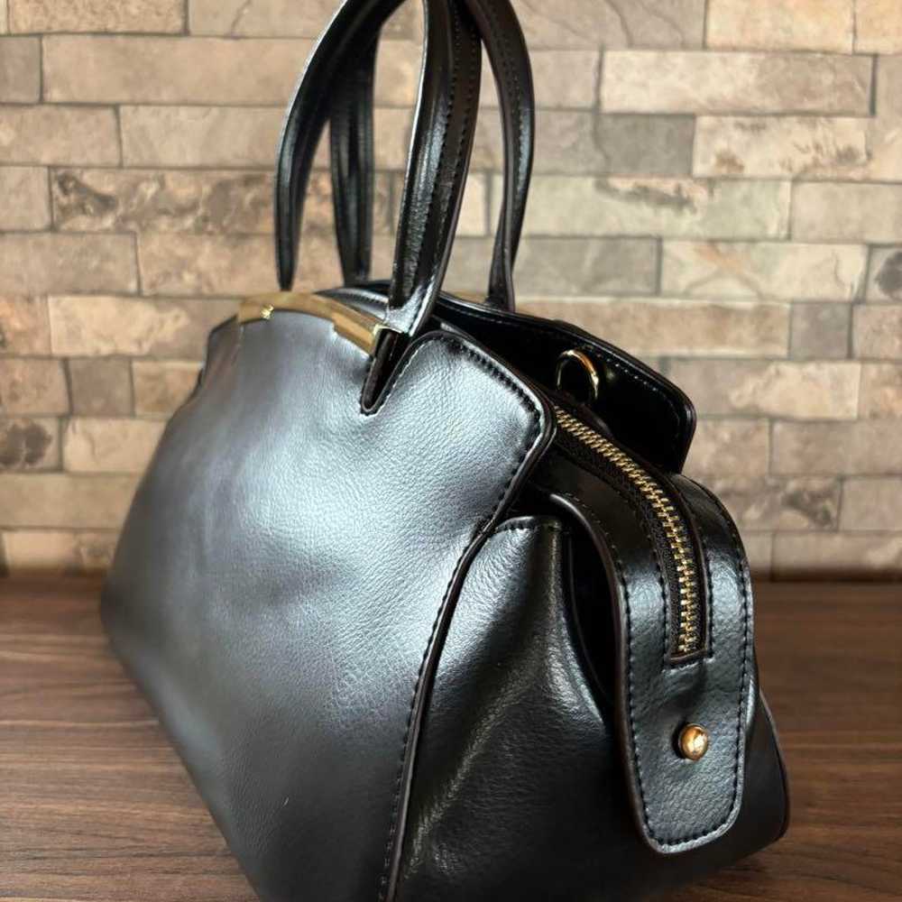 VitaFelice 【Cow Leather】2way Round Handbag Black - image 5