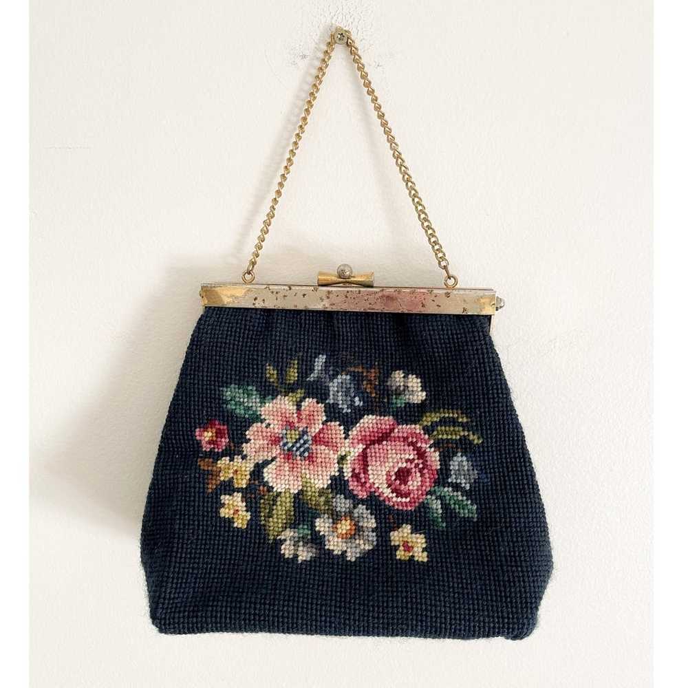 Vintage Embroidered Needlepoint Purse - image 1