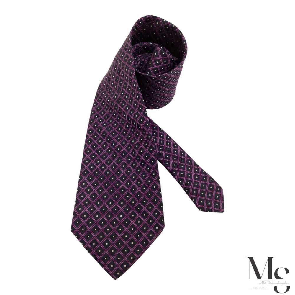 Faconnable FAÇONNABLE Purple Geometric Silk Tie H… - image 1