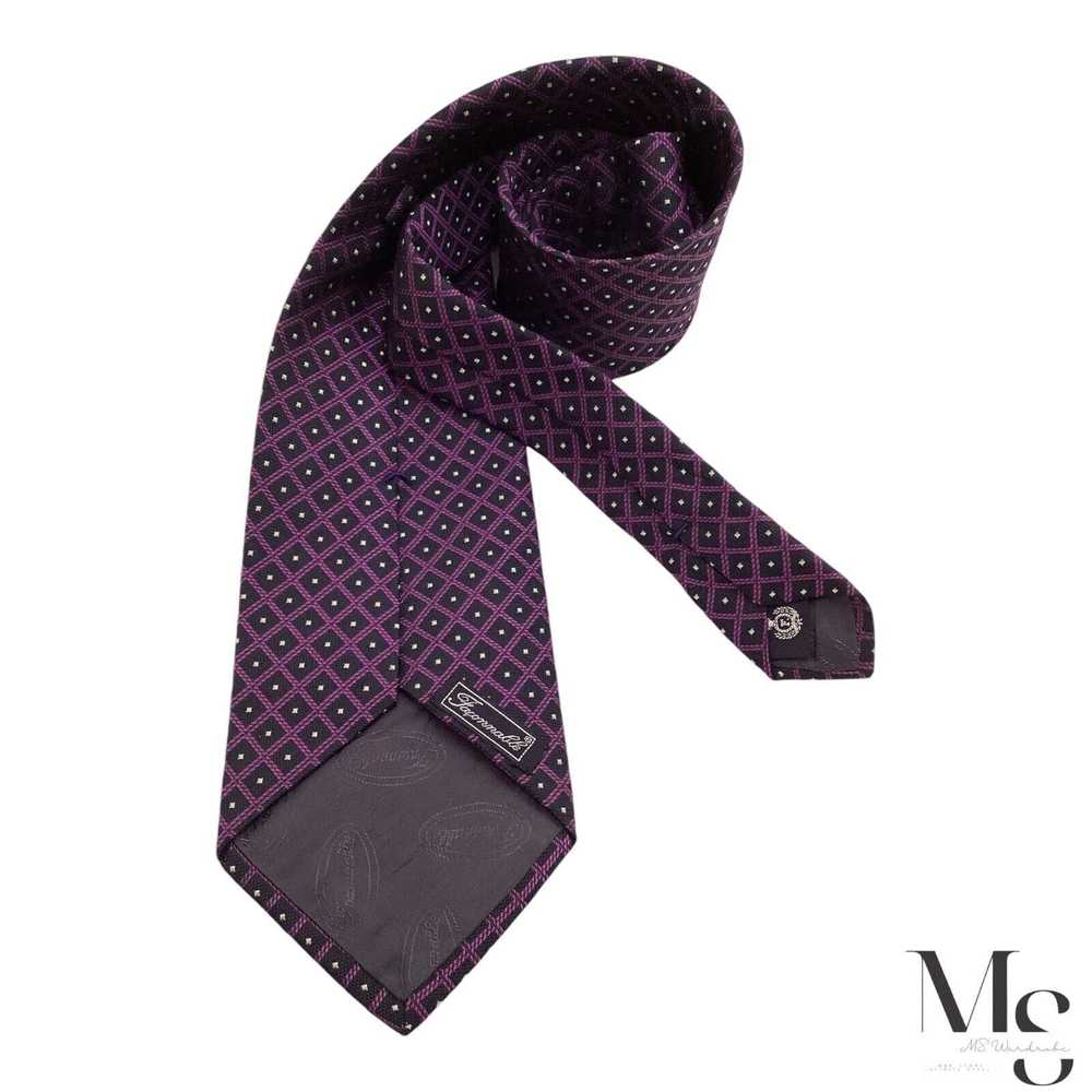 Faconnable FAÇONNABLE Purple Geometric Silk Tie H… - image 2