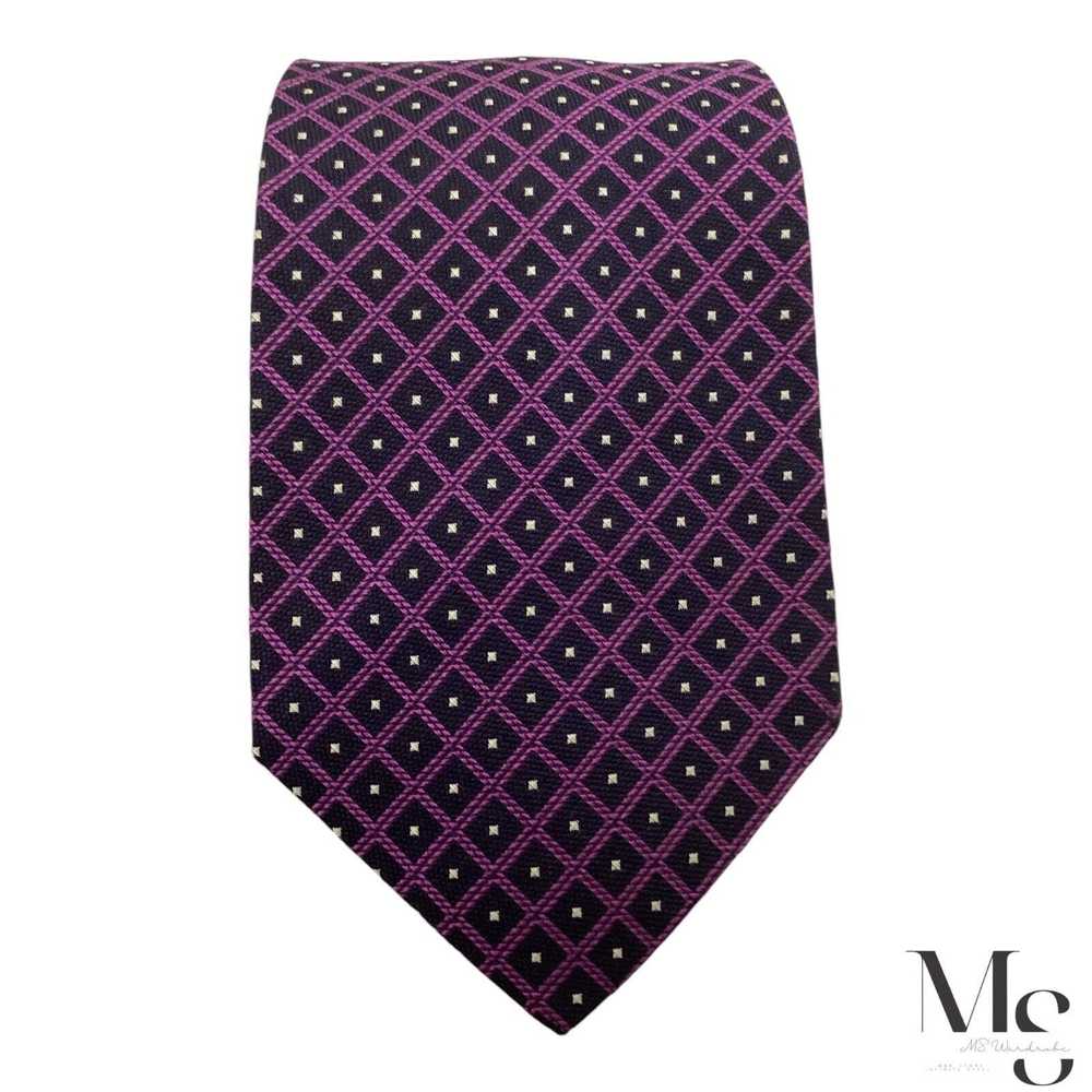 Faconnable FAÇONNABLE Purple Geometric Silk Tie H… - image 3