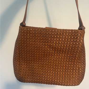 Fossil vintage Raffia bag, weave bag, leather shou