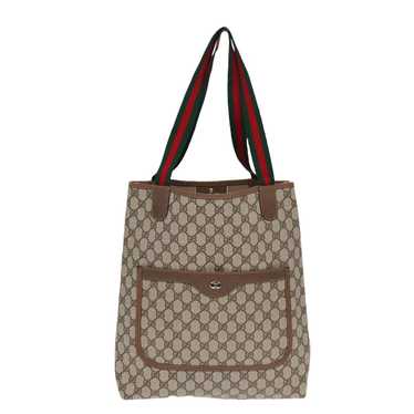 Gucci Sherry Brown Canvas Tote Bag (Pre-Owned)