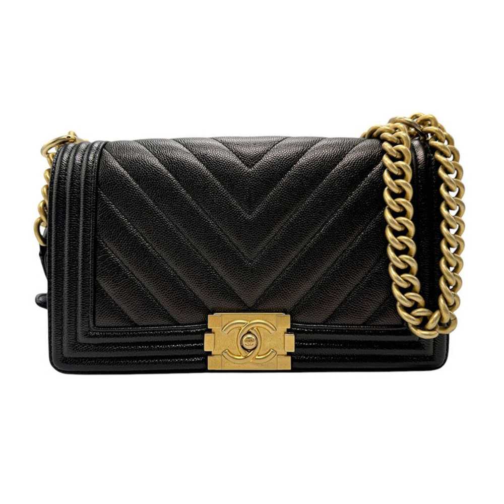 Chanel Boy Black Leather Shoulder Bag (Pre-Owned) - image 1