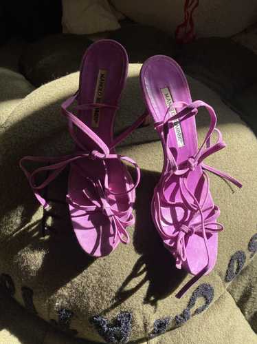 Manolo Blahnik Manolo Blahnik purple strappy suede