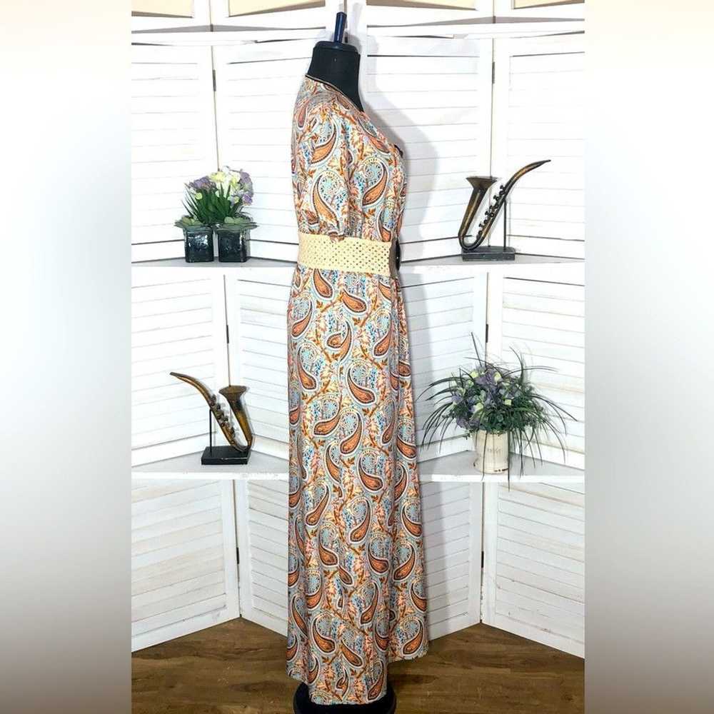 Vintage Y2K boho paisley maxi dress faux wrap blu… - image 3