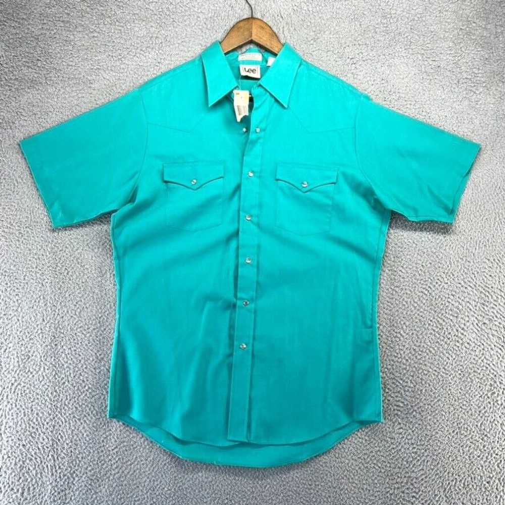 J.Crew Vintage Lee Shirt Men's Large Blue Western… - image 1