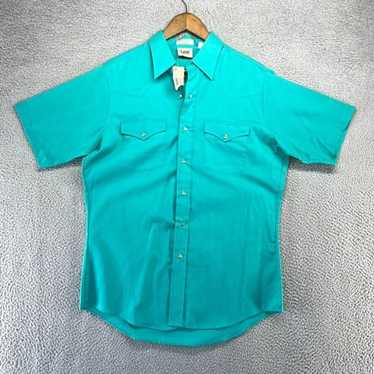 J.Crew Vintage Lee Shirt Men's Large Blue Western… - image 1