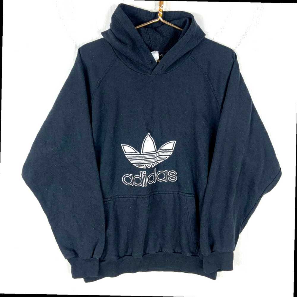 Adidas Authentic Retro Black Hooded Sweatshirt wi… - image 1