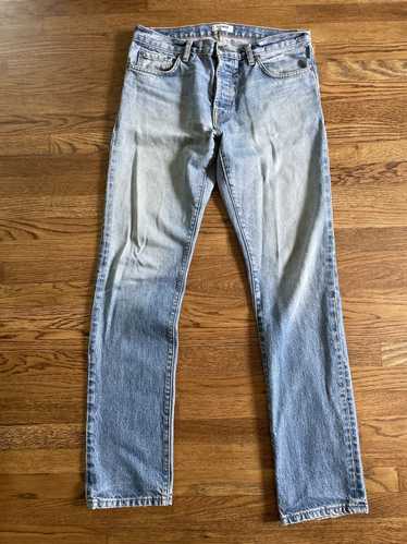 Buck Mason Light Wash Slim Straight Blue Jeans