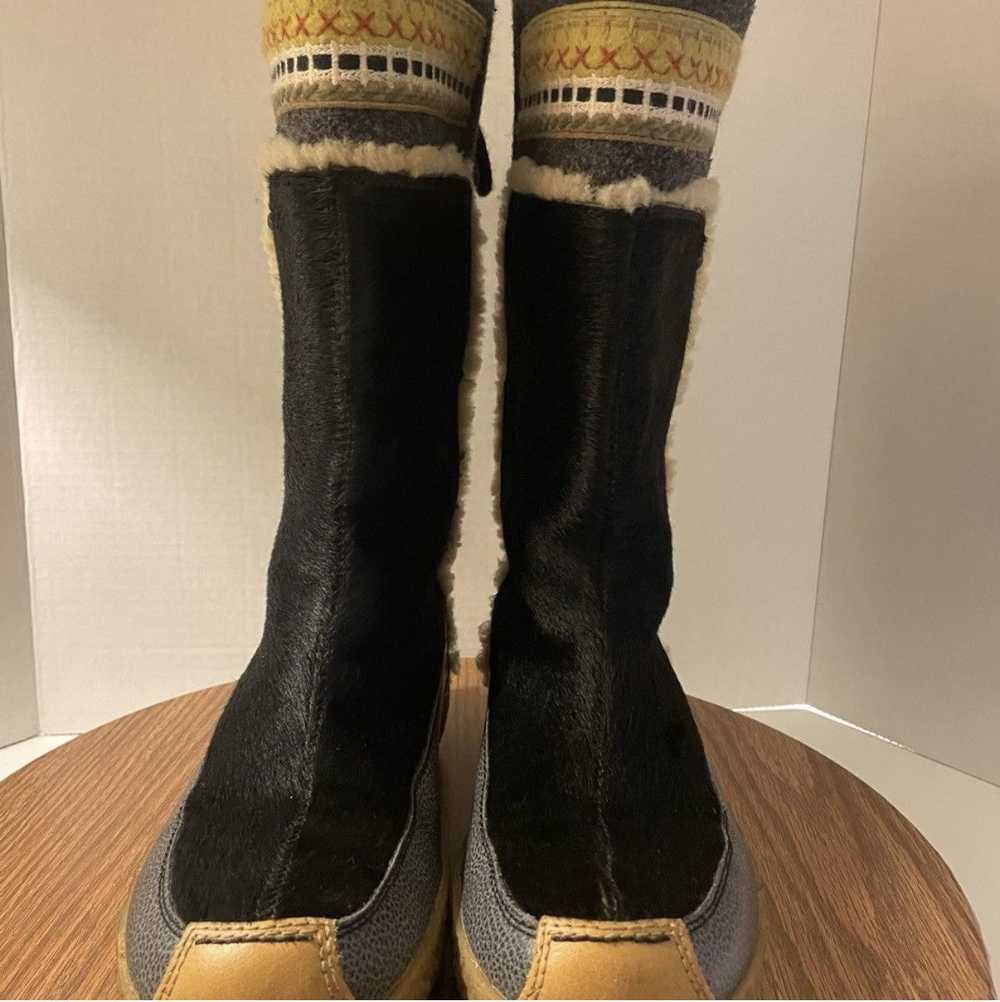 Tecnic Tecnica Black Goat Fur Grey Wool Boots Ita… - image 2