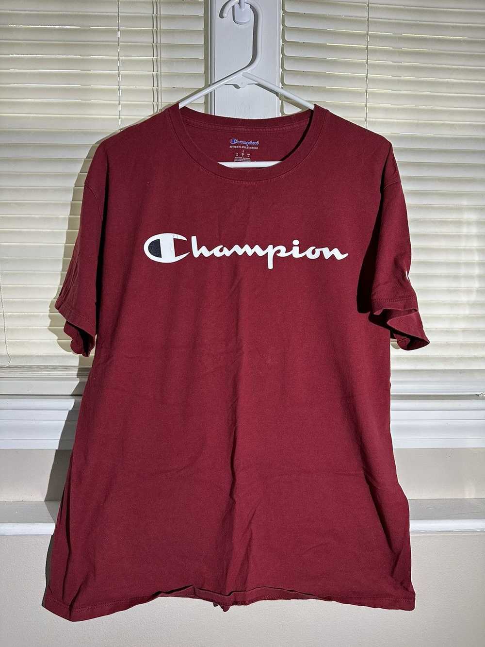 Champion × Streetwear × Vintage Champion Maroon T… - image 1