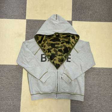 Bape Bape Reversible Green Camo Spell Out Hoodie - image 1