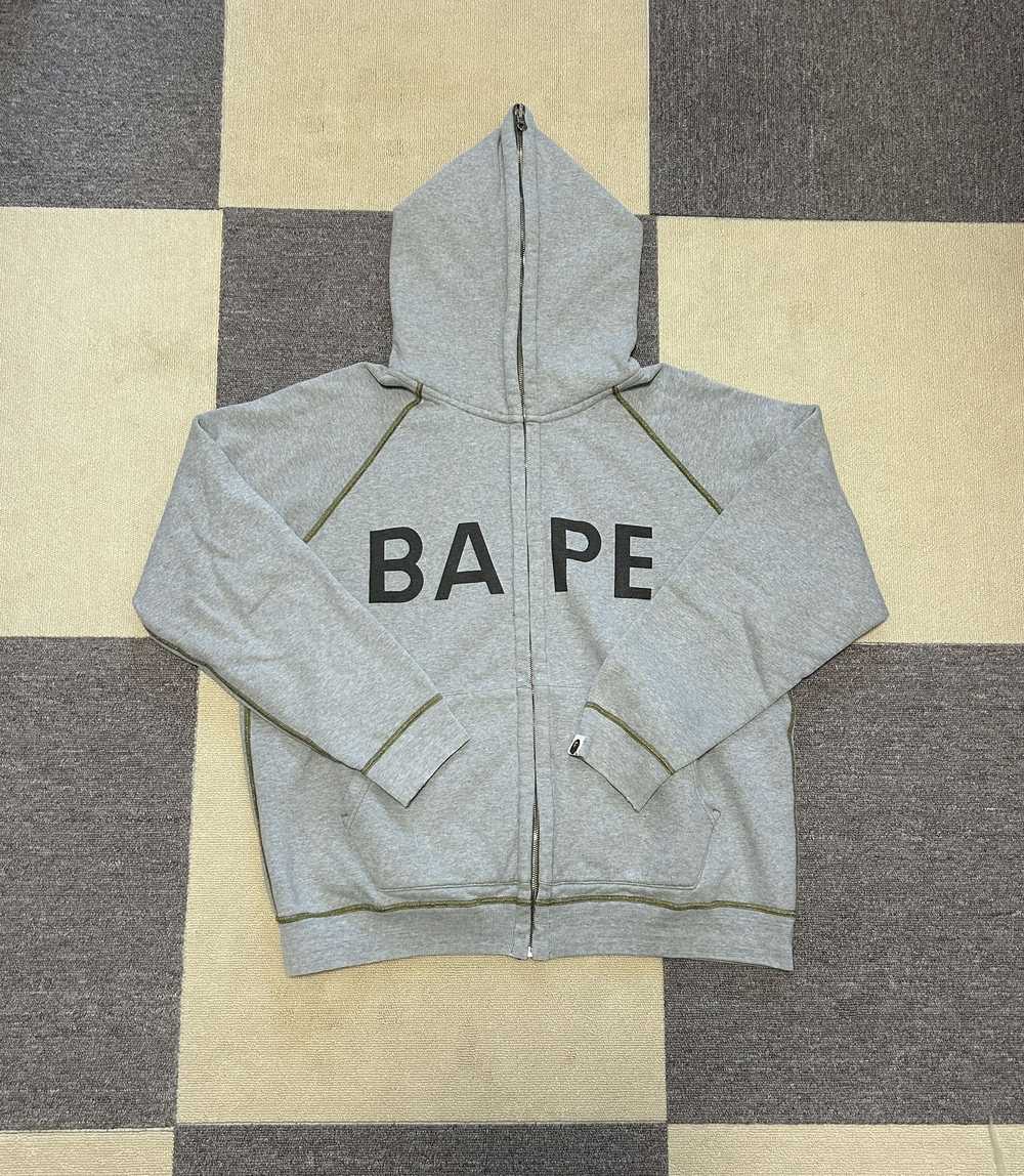 Bape Bape Reversible Green Camo Spell Out Hoodie - image 2