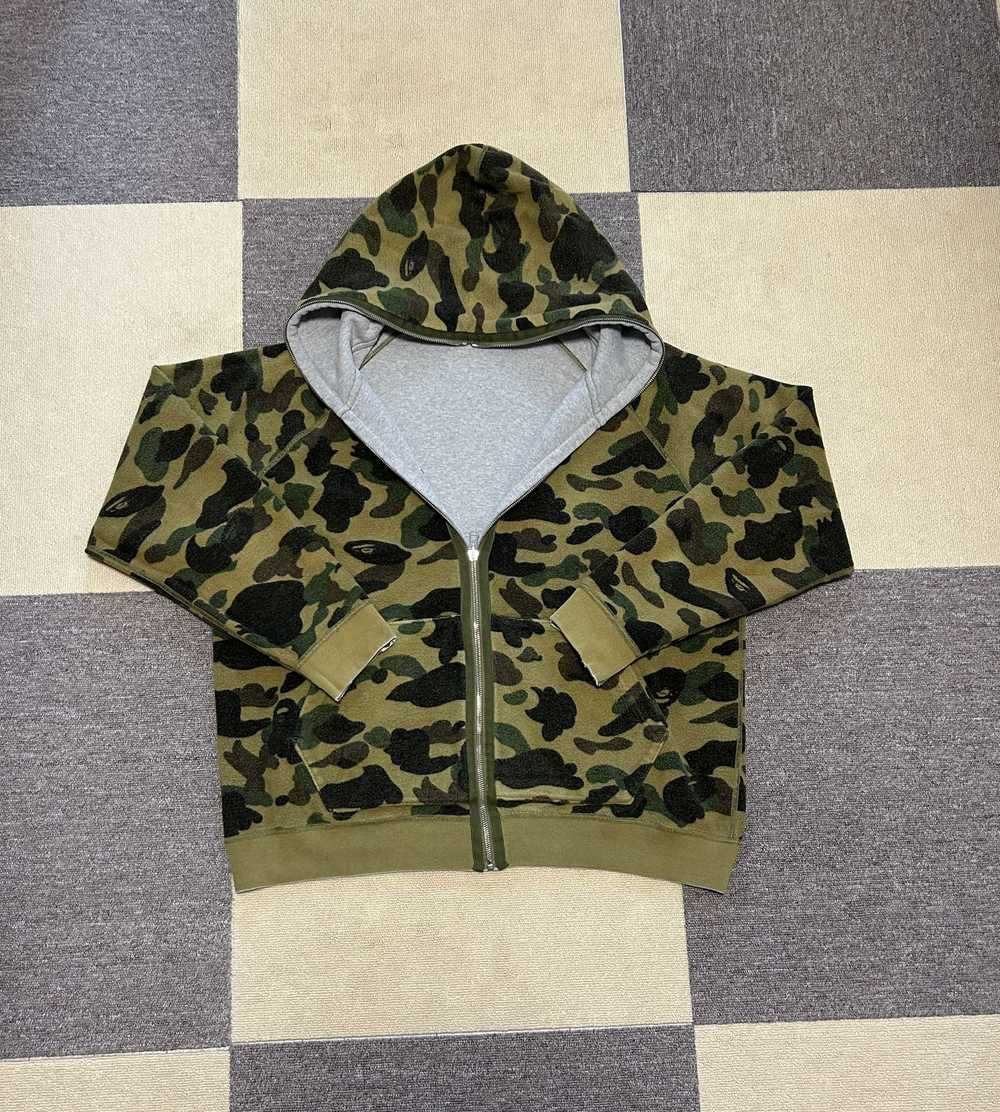 Bape Bape Reversible Green Camo Spell Out Hoodie - image 5