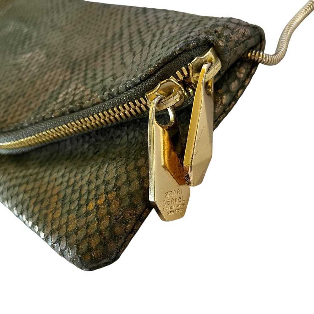 Henri Bendel Debutante Slim Metallic Snake Print … - image 8