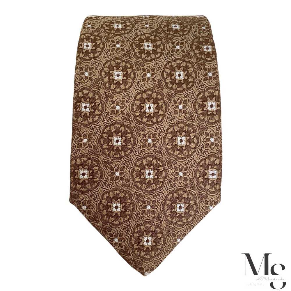 Isaia ISAIA NAPOLI 7FOLD Brown Medallion Silk Tie… - image 3