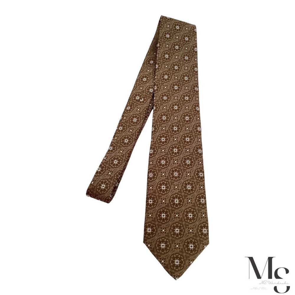 Isaia ISAIA NAPOLI 7FOLD Brown Medallion Silk Tie… - image 4