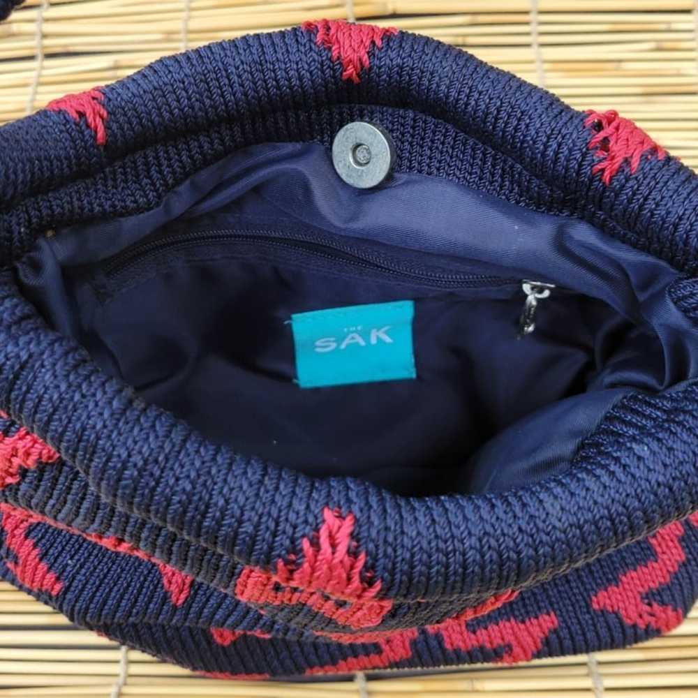 Vintage SAK Knit Purse - Navy Blue with Red Stars… - image 6